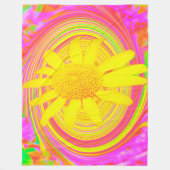 Gele zonnebloem op een Psychedelic Swirl Fleece Deken (Voorkant)