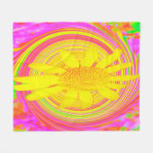 Gele zonnebloem op een Psychedelic Swirl Fleece Deken (Voorkant (Horizontaal))