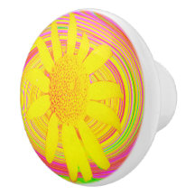 Gele zonnebloem op een Psychedelic Swirl