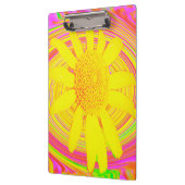 Gele zonnebloem op een Psychedelic Swirl Klembord (Links)