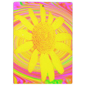 Gele zonnebloem op een Psychedelic Swirl Klembord (Achterkant)