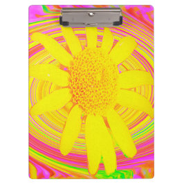 Gele zonnebloem op een Psychedelic Swirl Klembord