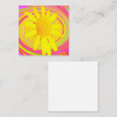 Gele zonnebloem op een Psychedelic Swirl Kortingskaartje (Voorkant / Achterkant)