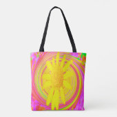 Gele zonnebloem op een Psychedelic Swirl Tote Bag (Achterkant)