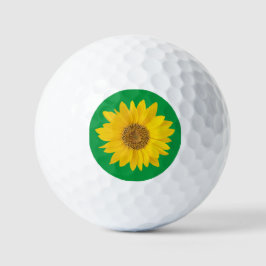 Gele zonnebloem op heldergroen golfballen