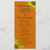 Gele zonnebloem op het Oranje weddenschapsprogramm Programmakaart (Voorkant)