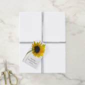 Gele zonnebloem op Label met witte bruiloft Cadeaulabel (Met Touw)