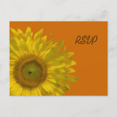 Gele zonnebloem op Oranje bruiloft RSVP-respons Uitnodiging Briefkaart (Voorkant)