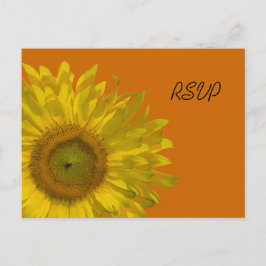 Gele zonnebloem op Oranje bruiloft RSVP-respons Uitnodiging Briefkaart