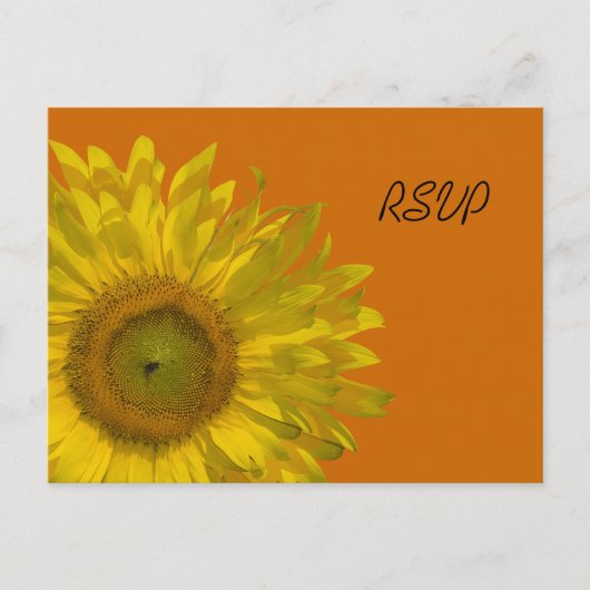 Gele zonnebloem op Oranje bruiloft RSVP-respons Uitnodiging Briefkaart (Voorkant)