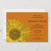 Gele zonnebloem op Oranje huwelijk Kaart (Voorkant)
