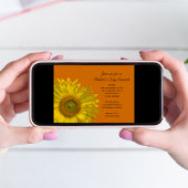 Gele zonnebloem op Oranje Moederdag Brunch Kaart