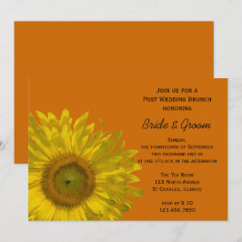 Gele Zonnebloem op Oranje Post Trouw Brunch Kaart