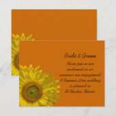 Gele zonnebloem op Oranje Verloving Aankondiging (Voorkant / Achterkant)