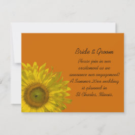 Gele zonnebloem op Oranje Verloving Aankondiging