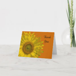 Gele zonnebloem op Sinaasappel Dank u wel Bedankkaart