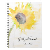Gele zonnebloem op Waterverf rond het witte huweli Notitieboek (Voorkant)