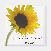 Gele zonnebloem op White Save the Date Wedding Magneet (Voorkant)