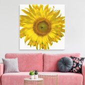 Gele zonnebloem op wit canvas afdruk (Insitu (Woonkamer))
