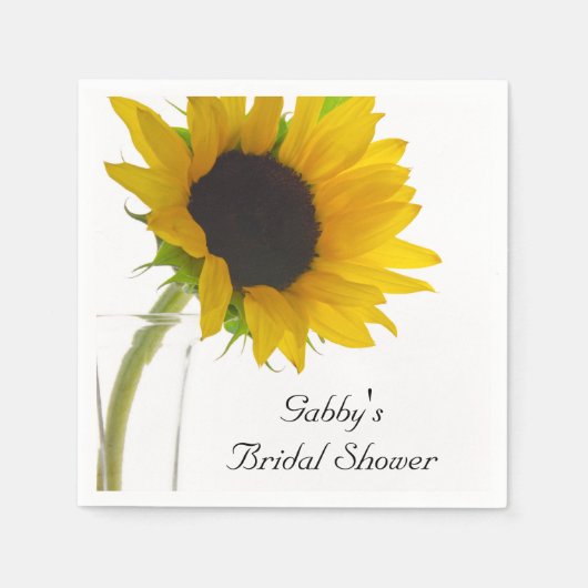 Gele zonnebloem op wit Vrijgezellenfeest Servet (Voorkant)