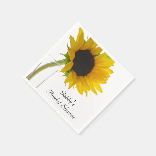 Gele zonnebloem op wit Vrijgezellenfeest Servet (Hoek)