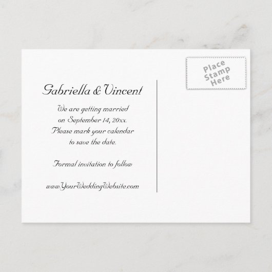 Gele zonnebloem op witte bruiloft Save the Date Aankondigingskaart (Achterkant)