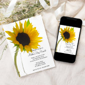 Gele zonnebloem op witte Moederdag Brunch Kaart