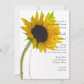 Gele zonnebloem op witte paal bruiloft brunch kaart (Voorkant)