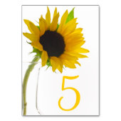 Gele zonnebloem op witte tafelnummers (Voorkant)