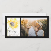Gele zonnebloem op witte Waterverf bruiloft Bedankkaart (Voorkant)