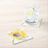 Gele zonnebloem op witte Waterverf bruiloft Kartonnen Onderzetters (Insitu)