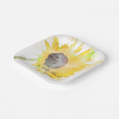 Gele zonnebloem op witte Waterverf bruiloft Papieren Bordje (Gebogen)