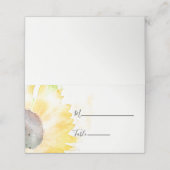 Gele zonnebloem op witte Waterverf bruiloft Plaatskaartje (Buitenkant ongevouwen)