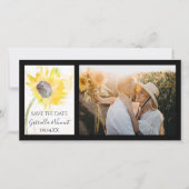 Gele Zonnebloem op Witte Waterverf Huwelijk Save The Date (Voorkant)