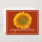 Gele Zonnebloem Oranje Achtergrond Gefeliciteerd Briefkaart (Voorkant / Achterkant)