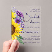 Gele zonnebloem paarse wilde bloem waterverf acryl uitnodigingen (Insitu (Draagbaar))