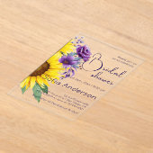 Gele zonnebloem paarse wilde bloem waterverf acryl uitnodigingen (Laagn)