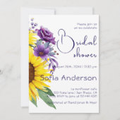 Gele zonnebloem paarse wilde bloem waterverf kaart (Voorkant)