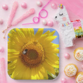 Gele zonnebloem papieren bordje (Feest)