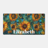 Gele zonnebloem patroon aangepaste naam bureaumat (Voorkant)
