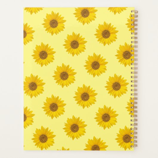 Gele Zonnebloem Patroon Aangepaste Naam Planner (Achterkant)