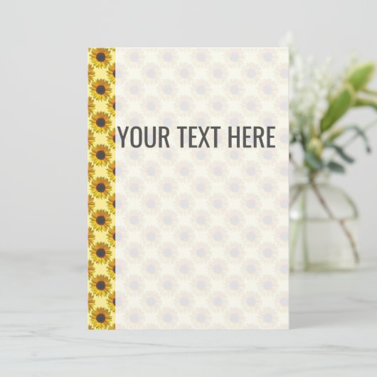 Gele zonnebloem patroon aankondiging (Staand voorkant)