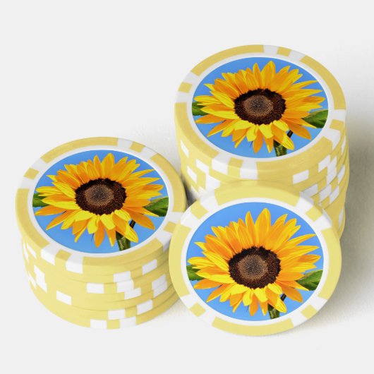 Gele Zonnebloem Poker Chips (Opstapeling)