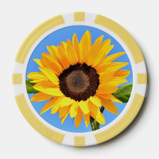 Gele Zonnebloem Poker Chips (Voorkant)