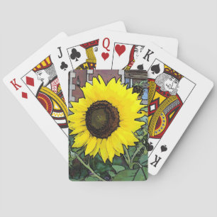 Gele zonnebloem pokerkaarten