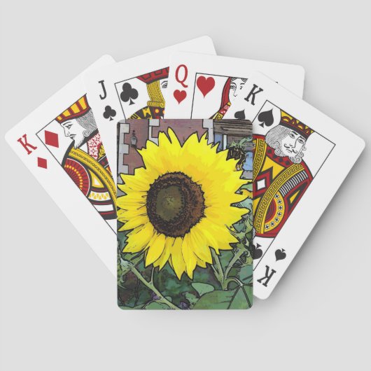 Gele zonnebloem pokerkaarten (Achterkant)
