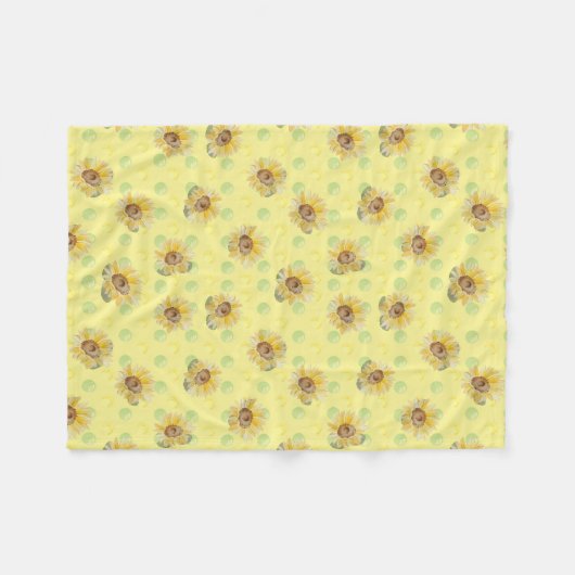 Gele zonnebloem Polka Dot Fleece Blanket (Voorkant (Horizontaal))