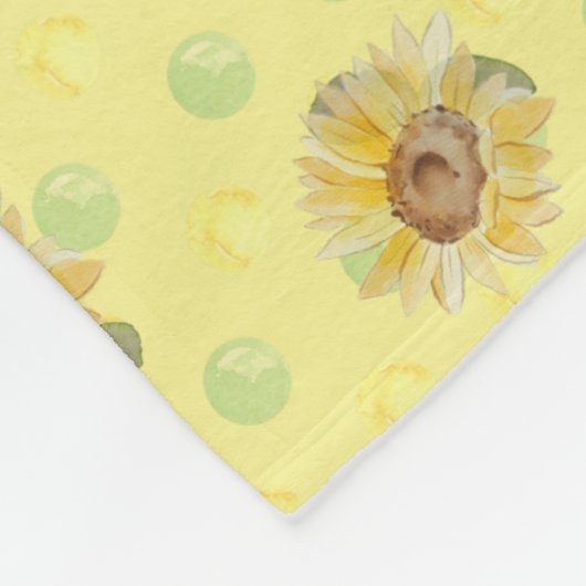 Gele zonnebloem Polka Dot Fleece Blanket (Hoek)