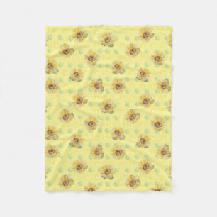 Gele zonnebloem Polka Dot Fleece Blanket Deken