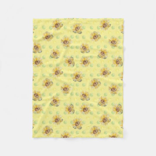 Gele zonnebloem Polka Dot Fleece Blanket Deken (Voorkant)